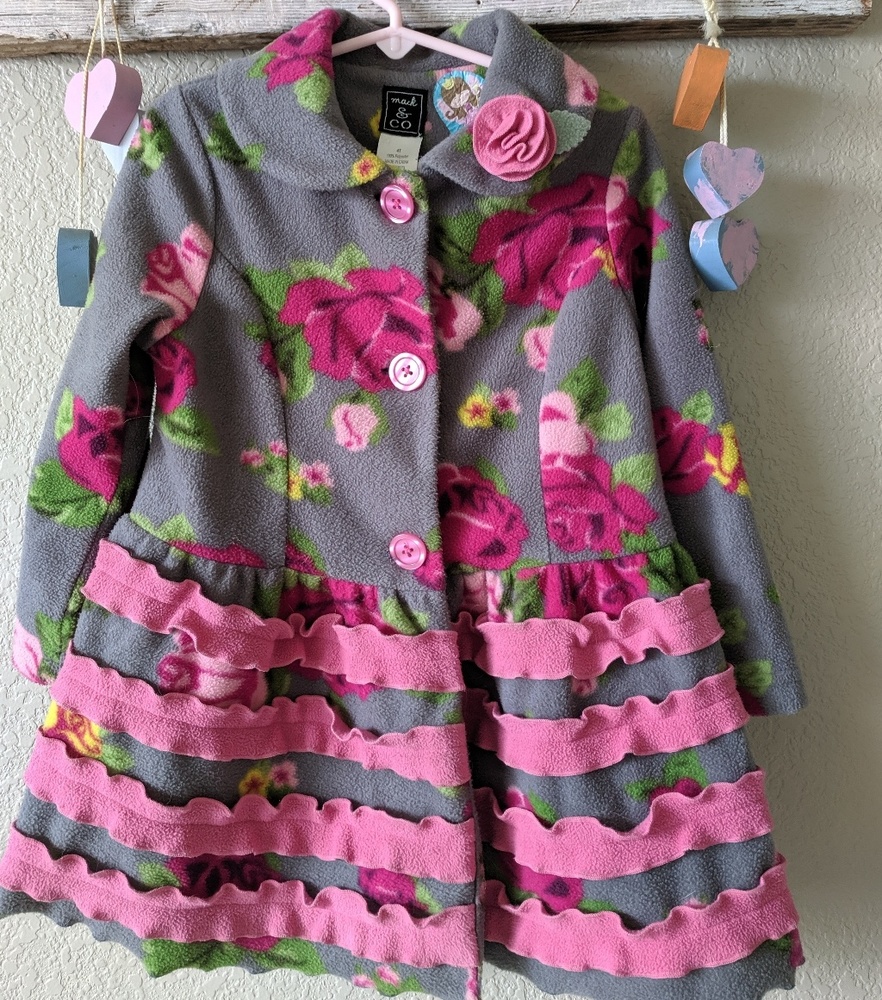 Mack & Co. Girls Ruffles N' Rose Fleece Shift Coat